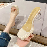 Tacones de cristal de temperamento cómodos de verano para mujer